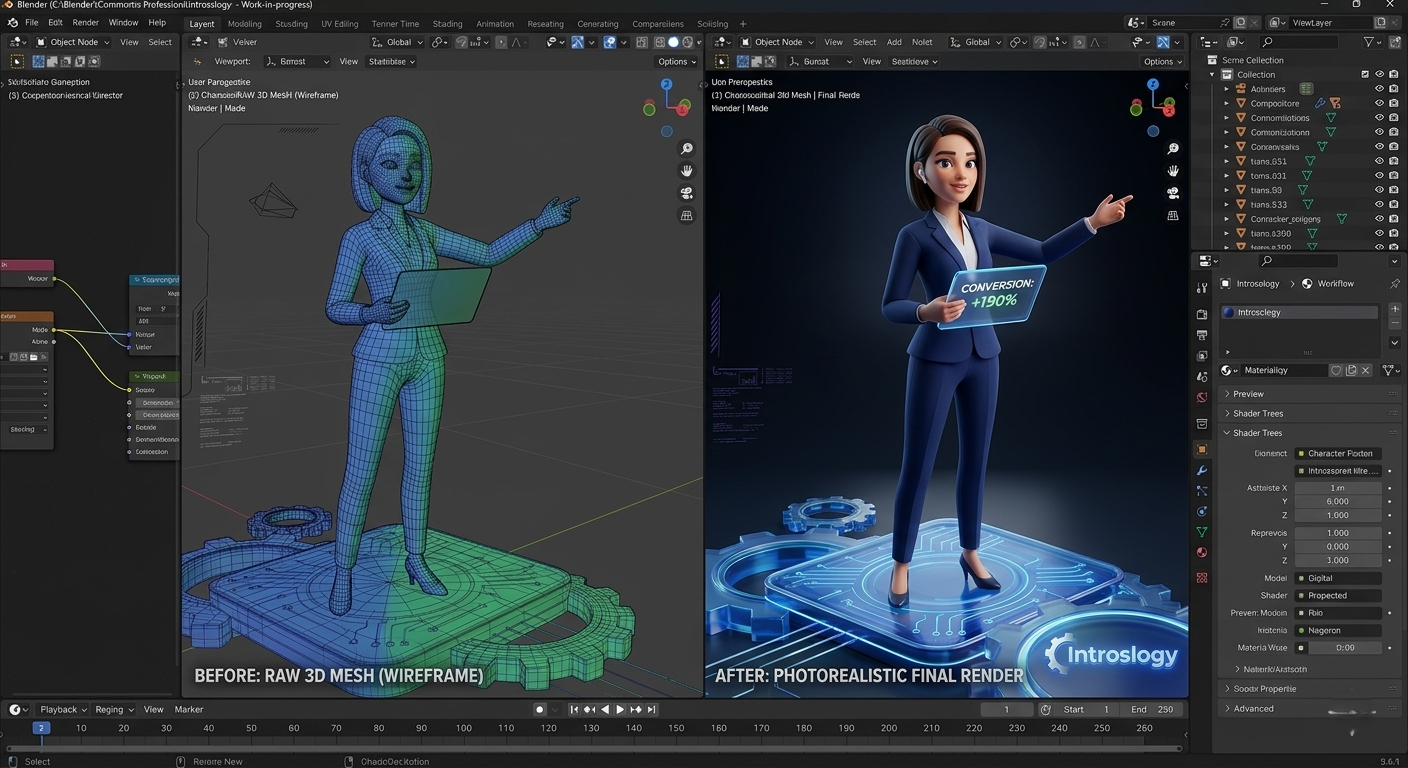tep-by-step 3D explainer video production workflow by Introslogy
