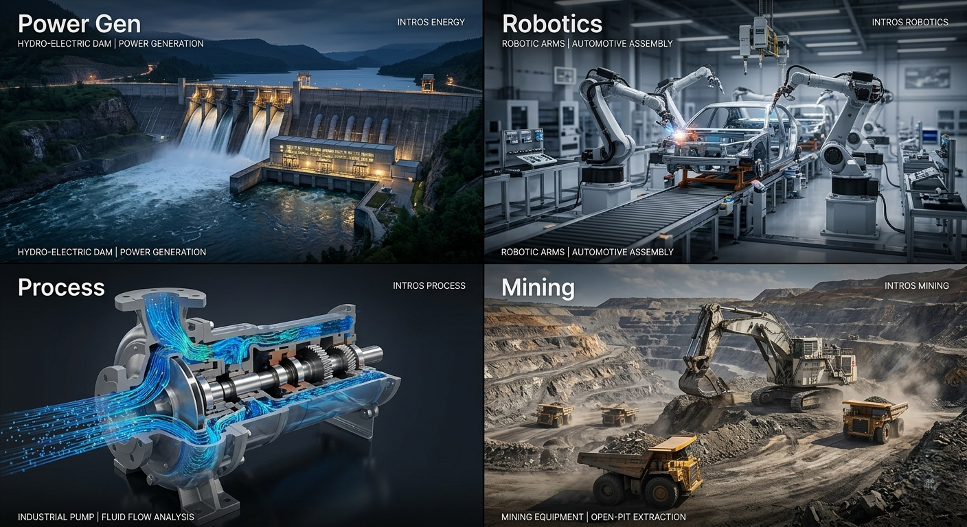 Introslogy 3D engineering and industrial visualization portfolio grid.